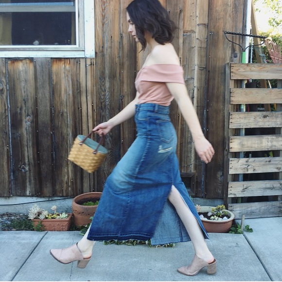 zara denim maxi skirt